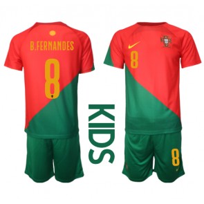 Portugal Bruno Fernandes #8 Hjemmebanesæt Børn VM 2022 Kort ærmer (+ korte bukser)